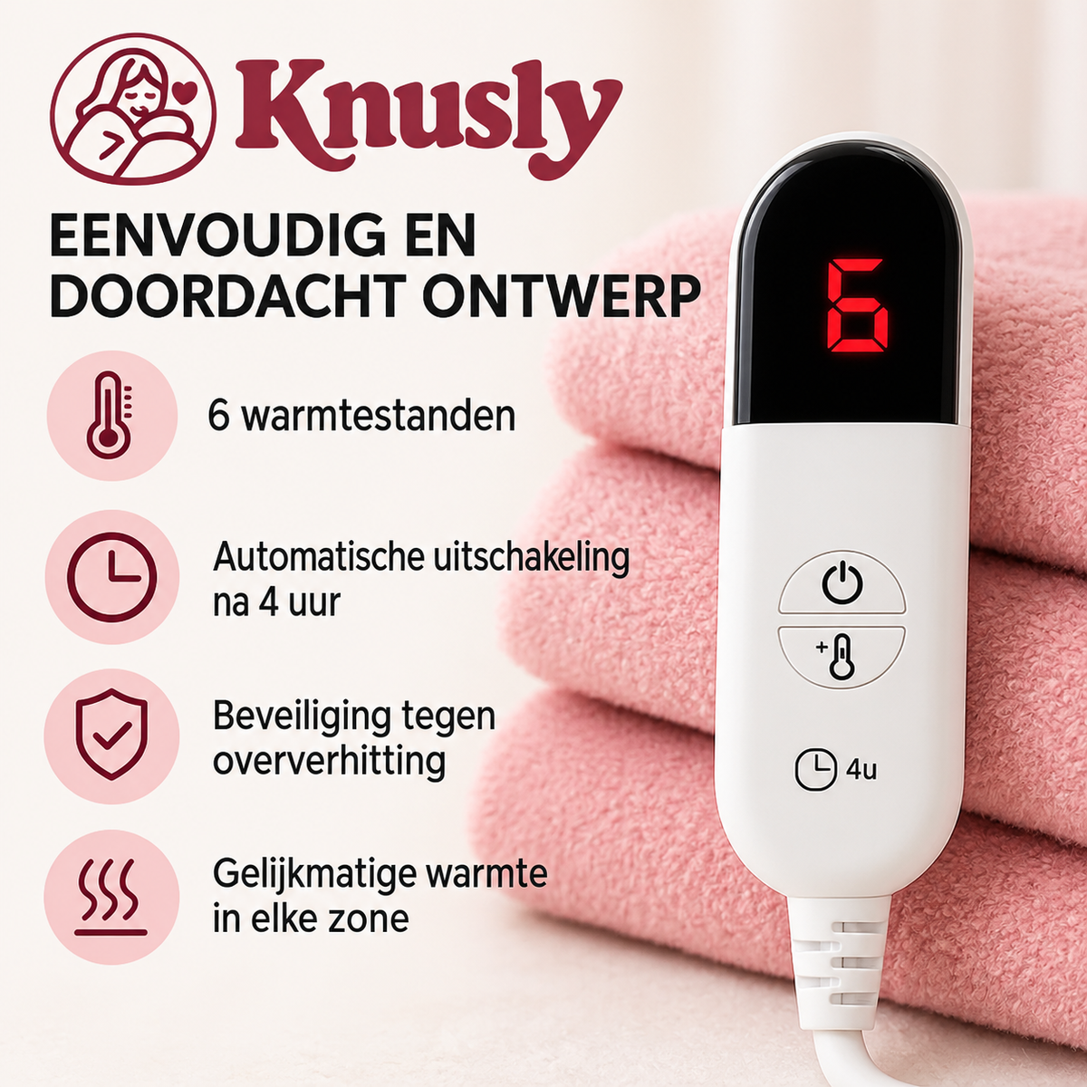Knusly Draagbare Verwarmde Deken